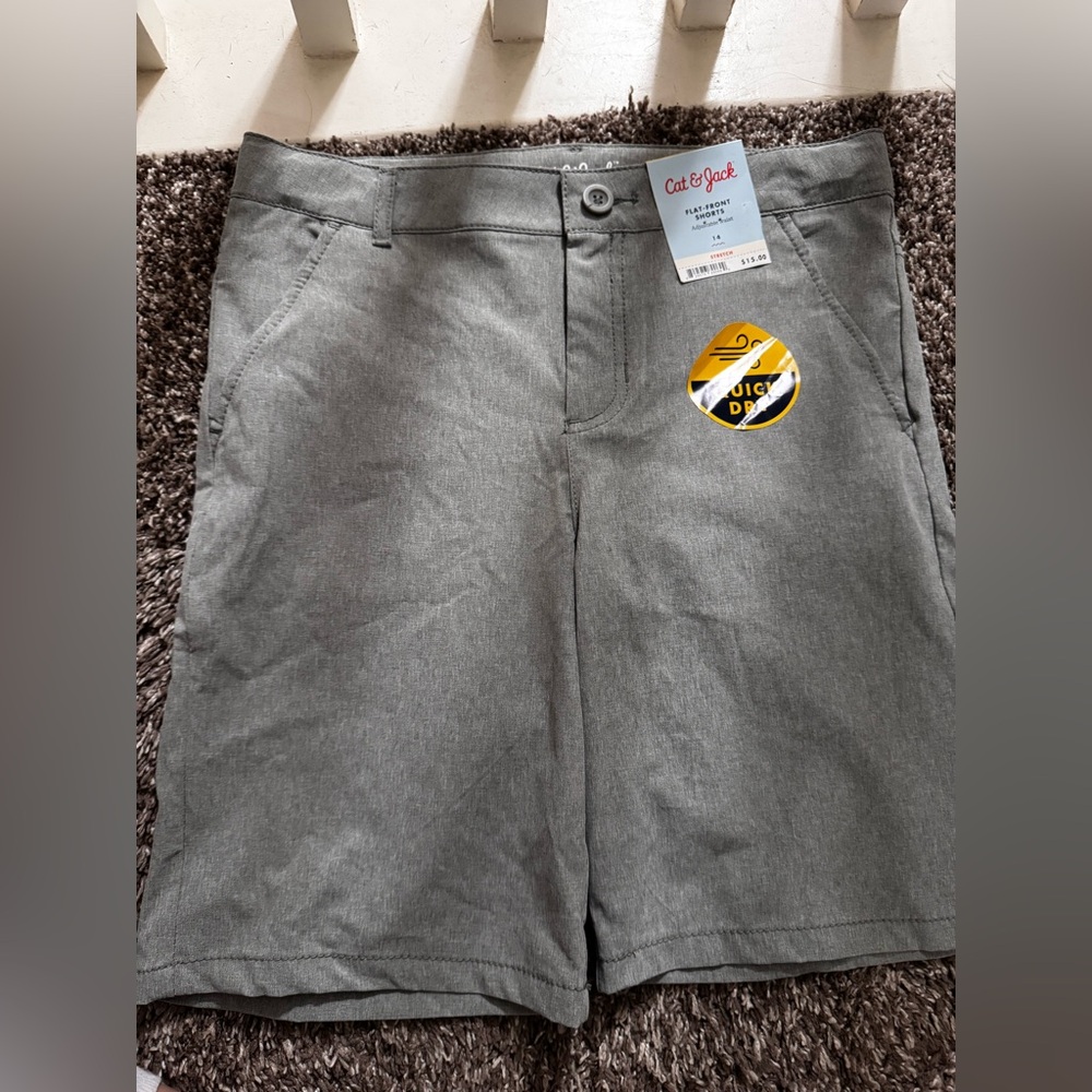 Cat & Jack Men's Charcoal Flat Front Shorts